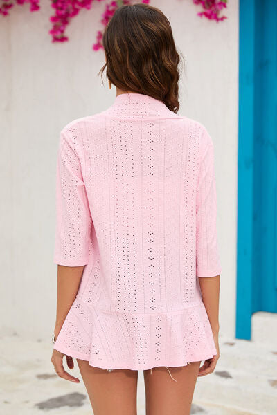 Eyelet Open Front Cardigan - Charming Charlie
