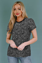 Animal Print Round Neck Short Sleeve T-Shirt - Charming Charlie