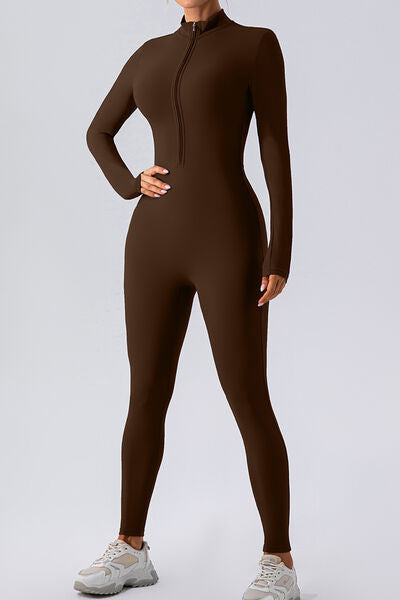 Half Zip Mock Neck Active Jumpsuit - Charming Charlie