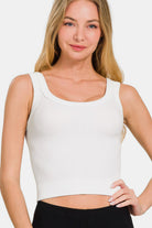Zenana Ribbed Round Neck Cropped Tank - Charming Charlie