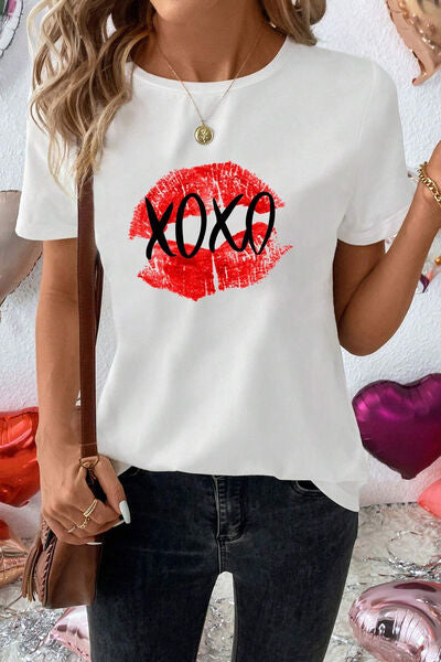 XOXO Lip Graphic Round Neck T-Shirt - Charming Charlie