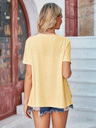 Eyelet Open Front Short Sleeve Cover Up - Charming Charlie