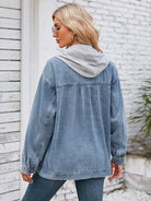 Pocketd Button Up Detachable Hooded Denim Jacket - Charming Charlie