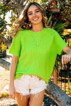 BiBi Texture Round Neck Short Sleeve Knit Top - Charming Charlie