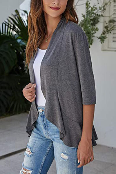Open Front Three-Quarter Sleeve Cardigan - Charming Charlie