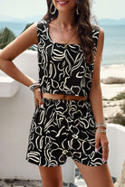 Printed Cropped Tank and Shorts Set - Charming Charlie