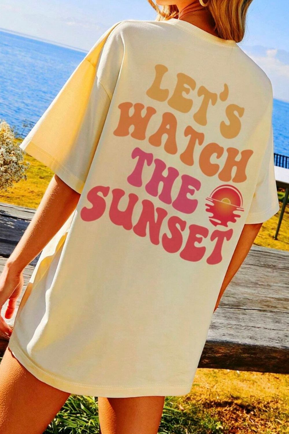 LET'S WATCH THE SUNSET Round Neck T-Shirt – Charming Charlie