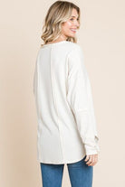 Culture Code Full Size V-Neck Dropped Shoulder Blouse - Charming Charlie