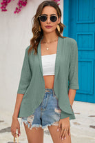 Eyelet Open Front Cardigan - Charming Charlie