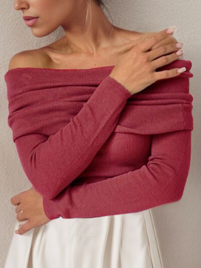 Off-Shoulder Long Sleeve Sweater - Charming Charlie