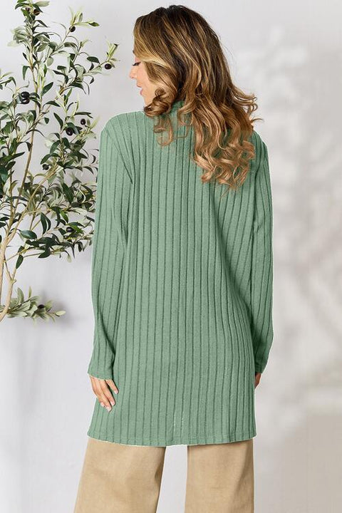 ACTIVE BASIC Ribbed Trim Open Front Cardigan main image 0