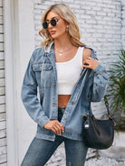 Pocketd Button Up Detachable Hooded Denim Jacket - Charming Charlie