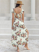 Tied Slit Floral Short Sleeve Dress - Charming Charlie