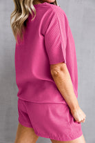 Waffle-Knit Round Neck Top and Shorts Set - Charming Charlie