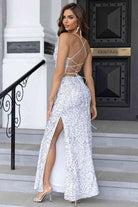 Sequin Backless Split Maxi Dress Black / S Sequin Backless Split Maxi Dress Black / S