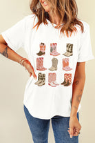 Boot Graphic Round Neck Short Sleeve T-Shirt - Charming Charlie