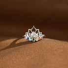 925 Sterling Silver Inlaid Zircon Lotus Shape Ring - Charming Charlie