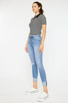 Kancan Distressed Cat's Whiskers Button Fly Jeans - Charming Charlie