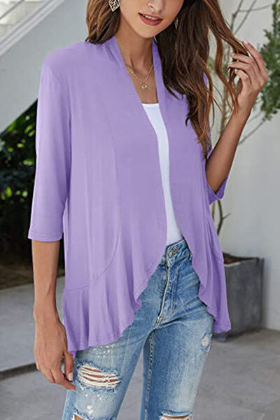 Open Front Three-Quarter Sleeve Cardigan - Charming Charlie