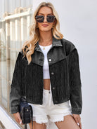 Tassel Button Up Dropped Shoulder Denim Jacket - Charming Charlie