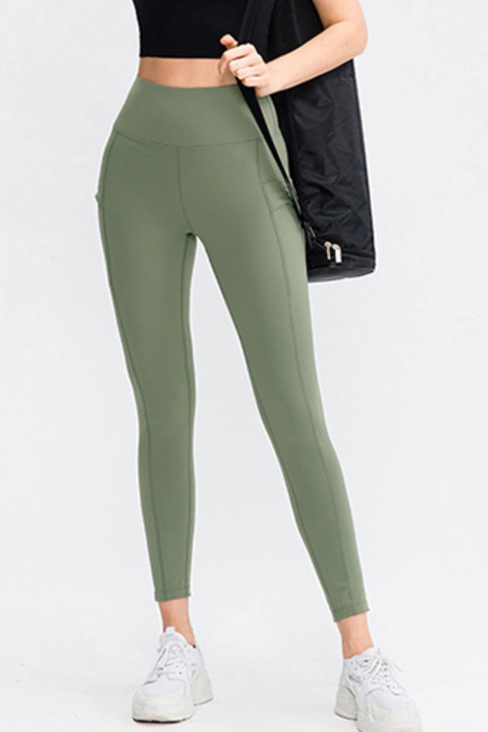Wide Waistband Slim Fit Long Sports Pants with Pocket - Charming Charlie