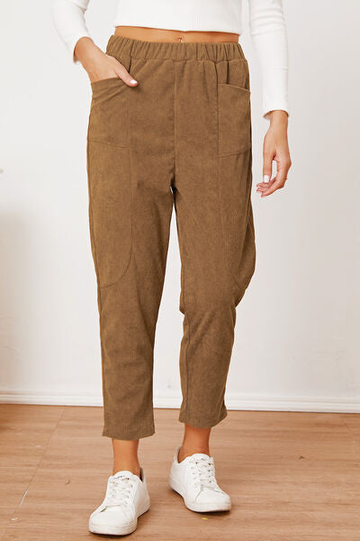 Pocketed Elastic Waist Pants - Charming Charlie