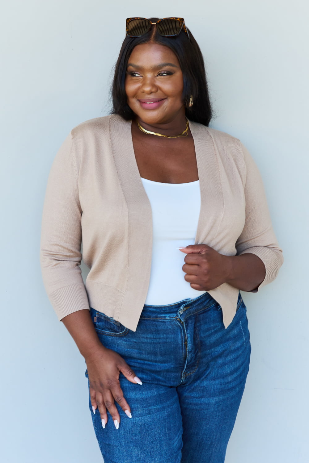 Plus size outlet cropped cardigan