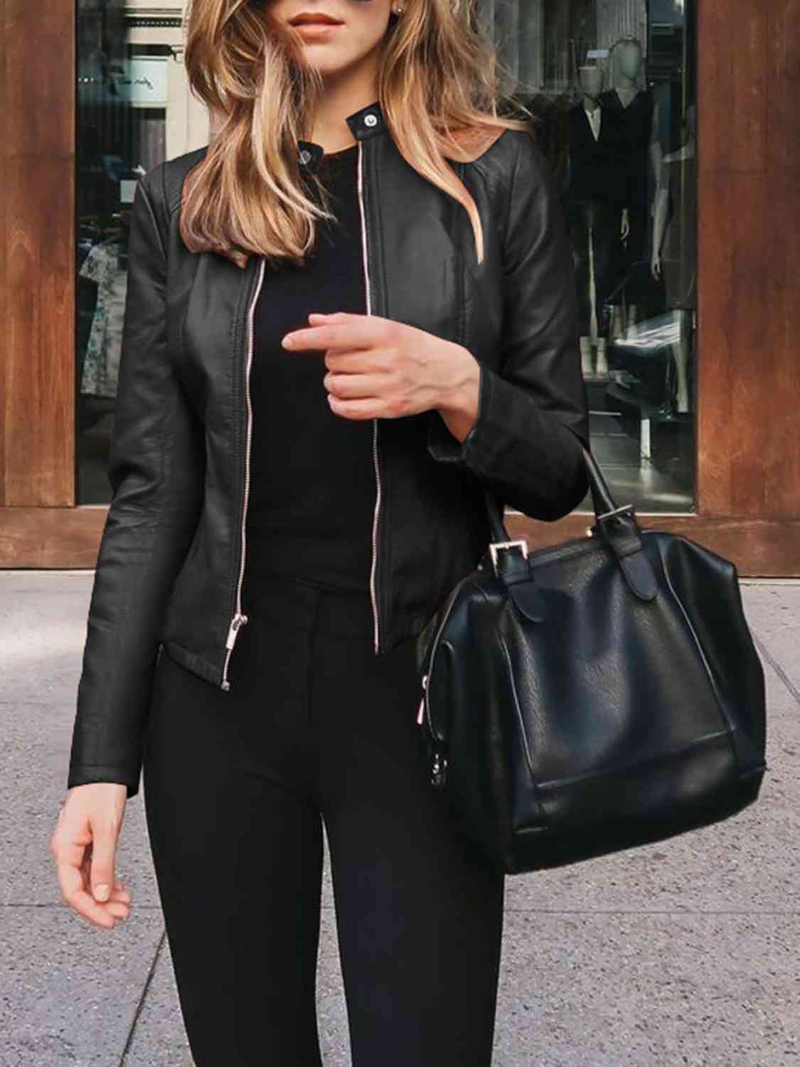 Mock Neck Zip Up Jacket