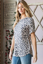 Heimish Leopard Round Neck Petal Sleeve T-Shirt - Charming Charlie