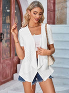 Eyelet Open Front Short Sleeve Cover Up - Charming Charlie