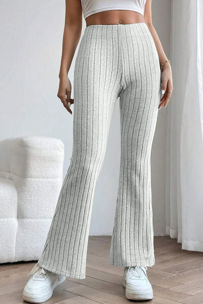 Basic Bae Full Size Ribbed High Waist Flare Pants - Charming Charlie