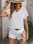 Textured Surplice Short Sleeve Blouse - Charming Charlie