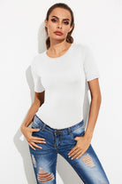 Round Neck Short Sleeve Bodysuit - Charming Charlie