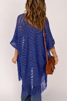 Openwork Open Front Cardigan with Fringes - Charming Charlie