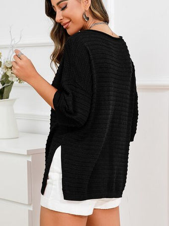 Round Neck Dropped Shoulder Sweater main image 1