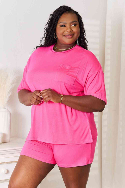 Basic Bae Full Size Soft Rayon Half Sleeve Top and Shorts Set ...