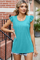 Ruffled Ruched Round Neck Tank - Charming Charlie