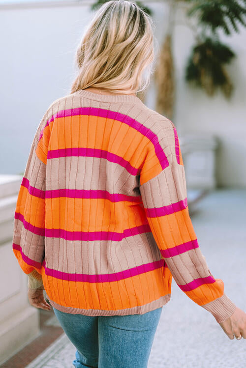 Charlie & Robin deals Orange Striped Pink Beaded Cardigan Shrug S/M