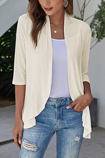 Open Front Three-Quarter Sleeve Cardigan - Charming Charlie