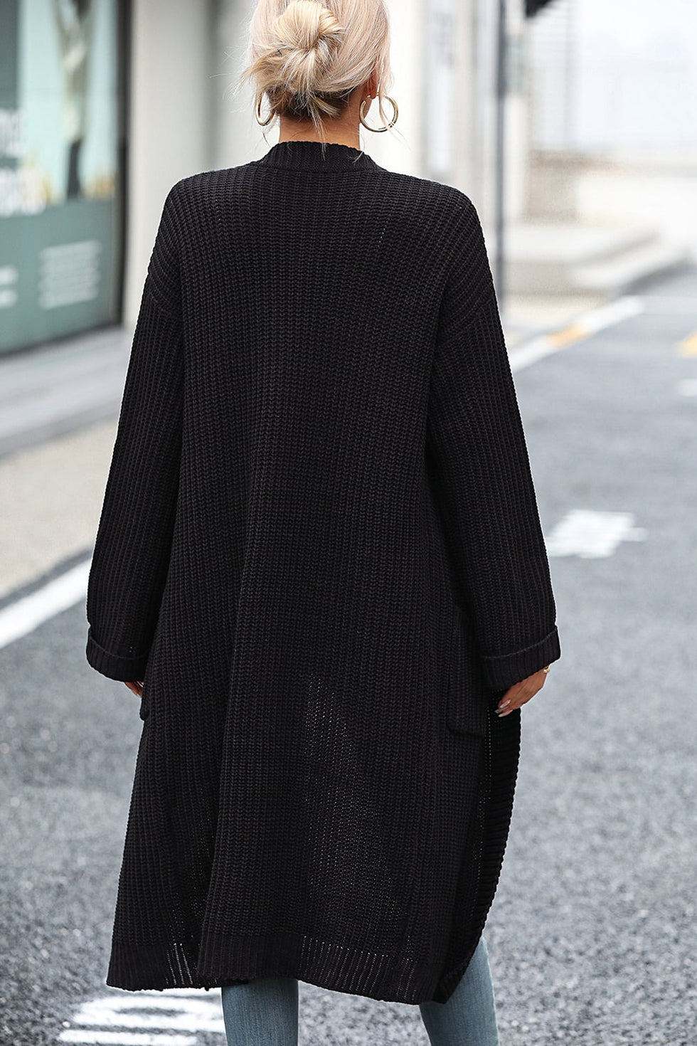Contrast Dropped Shoulder Long Sleeve Cardigan main image 1