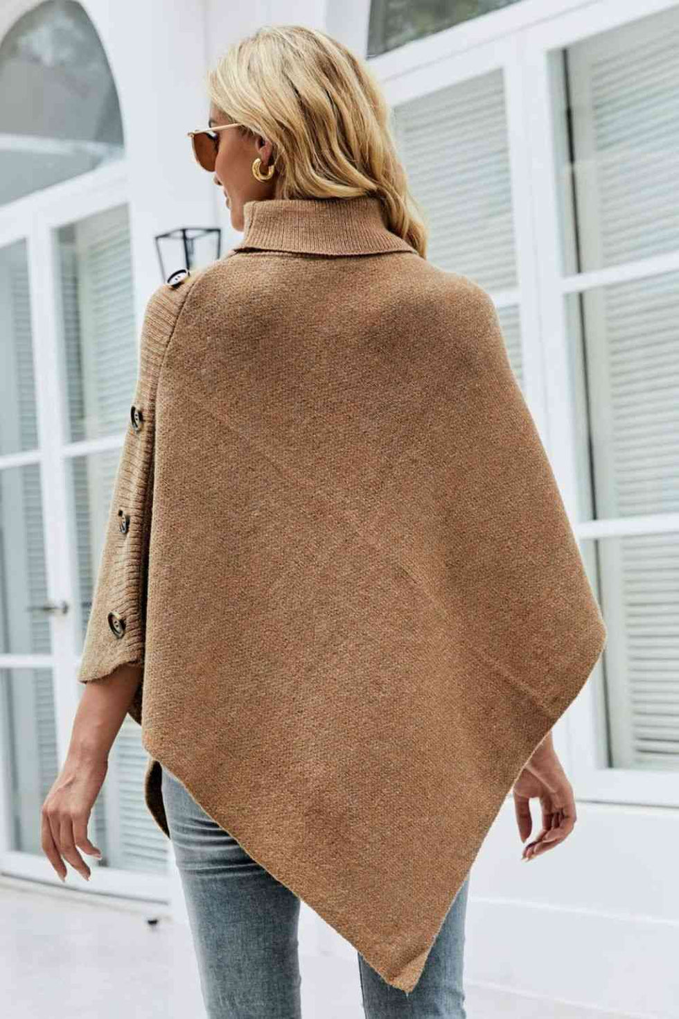Turtleneck Buttoned Poncho – Charming Charlie