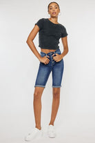 Kancan Full Size Cat's Whiskers Button Fly Denim Shorts - Charming Charlie