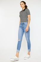 Kancan Distressed Cat's Whiskers Button Fly Jeans - Charming Charlie