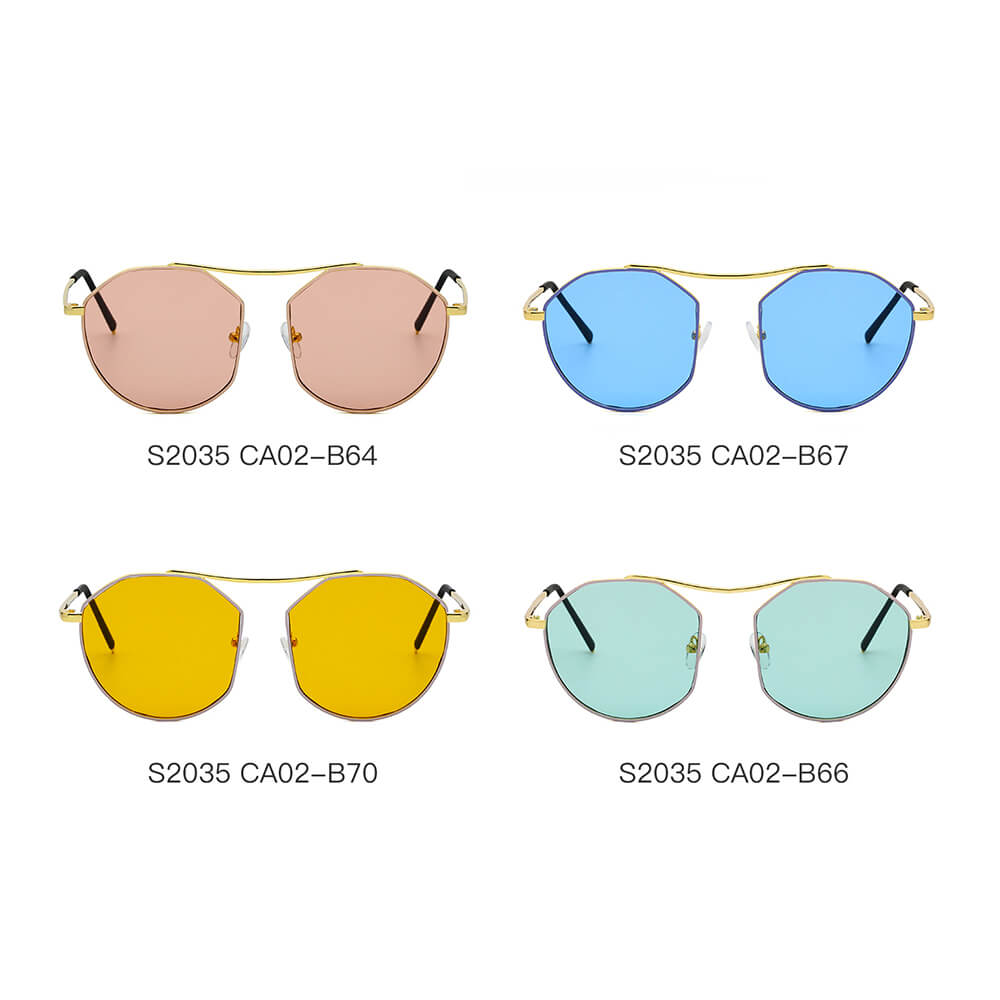 CHOCTAW | S2035 - Women Round Tinted Flat Lens Spectacles Opticals Sunglasses Circle - Cramilo Eyewear - Stylish Trendy Affordable Sunglasses Clear Glasses Eye Wear Fashion